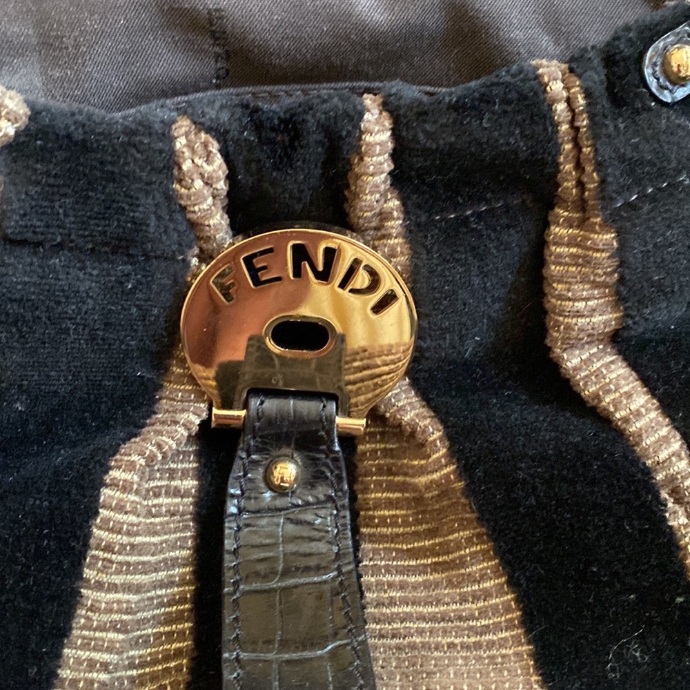 Fendi Black and Gold Striped Top Handle Bag - Picture 6 of 6